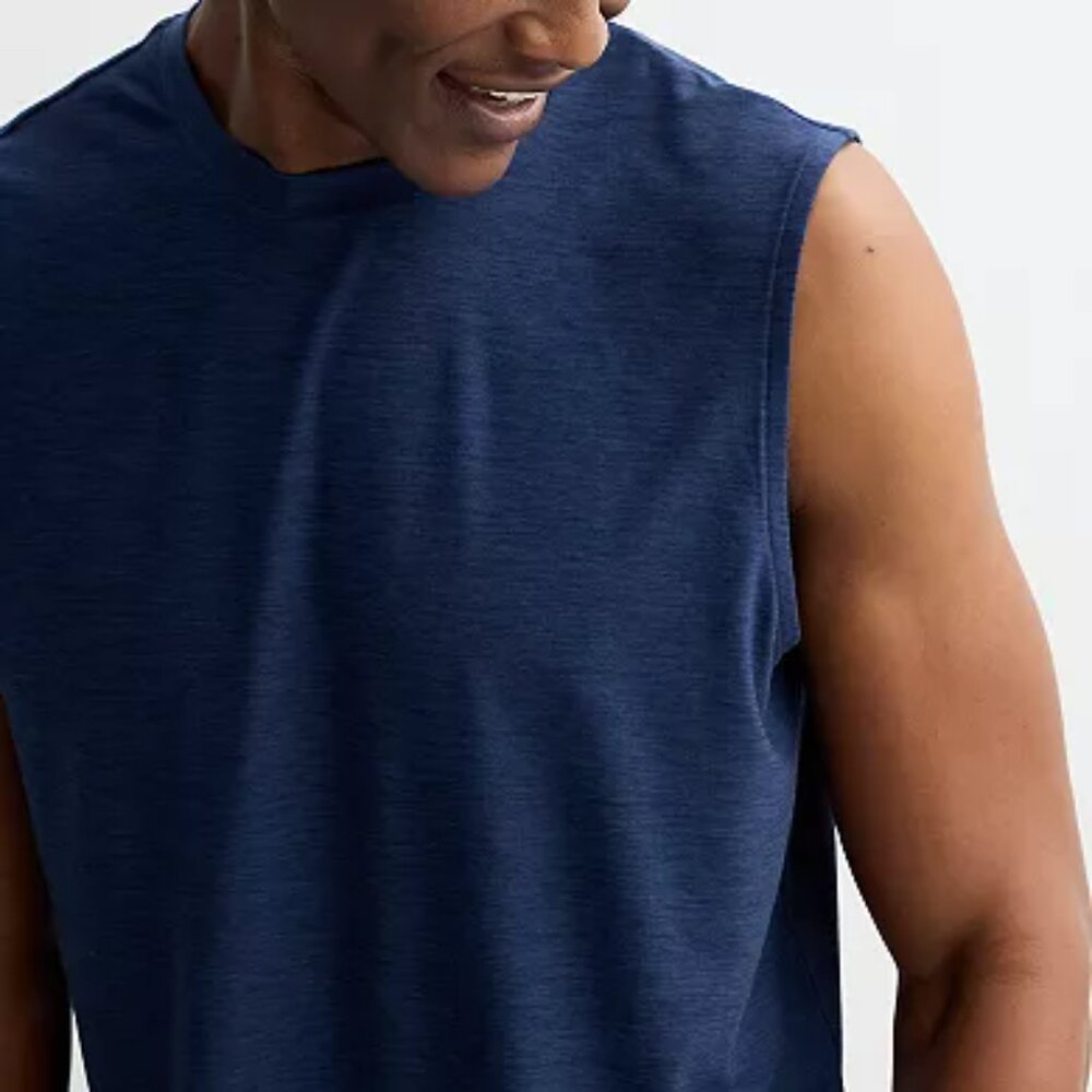 Men's FLX Wander Muscle Tank Shirt Color: True Navy, Size: S - Picture 4 of 4